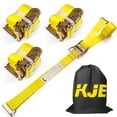 thumbnail image 1 of KJE E-Track Ratchet Straps (4 Pack) - 2" x 20' Heavy Duty Cargo Tie-Downs - 4,500LBS Capacity - for Cargo Vans, Trucks & Trailers - Standard E Track Fitting, 1 of 5