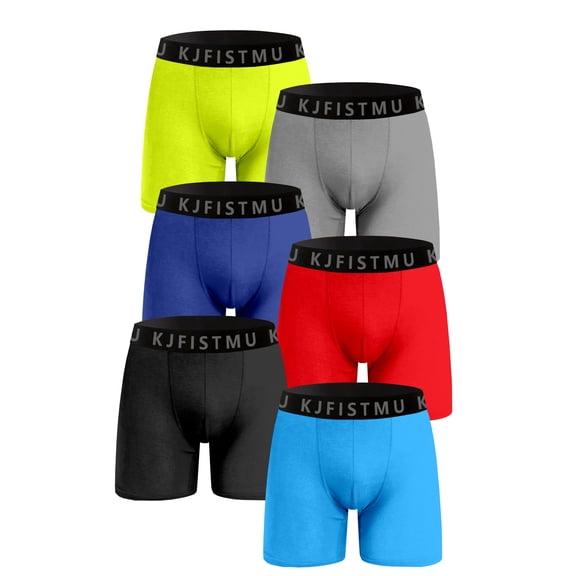 KJFISTMU Random Color Basic Solid Color Men's Boxer Briefs, Comfortable and Soft, 4-Pack