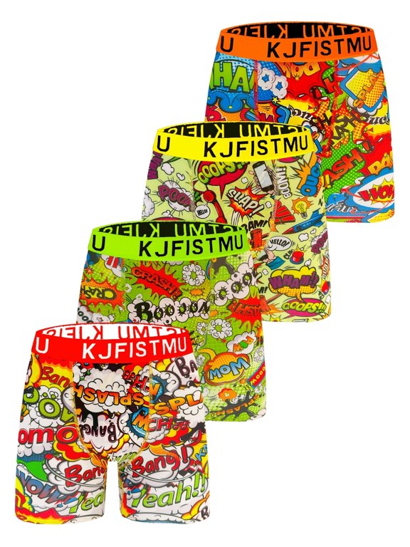 Ultra-Soft Street Style Printed Men's Boxer Briefs Set - Novel Waistband Series - Four-Piece Set