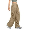 thumbnail image 1 of KJIUQ Parachute Pants for Women Baggy Cargo Pants Multi-Pocket High Rise Y2K Pants Teen Girls Wide Leg Trousers Streetwear(Z2-Khaki,L), 1 of 8