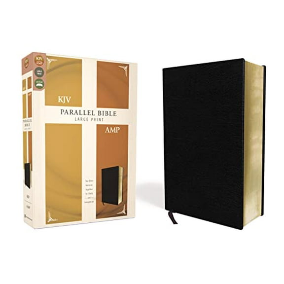 Pre-Owned KJV, Amplified, Parallel Bible, Large Print, Bonded Leather, Black, Red Letter Edition: Two Bible Versions Together for Study and Comparison (Unknown) 0310446694 9780310446699