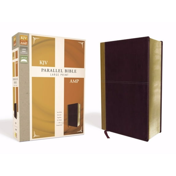 KJV/Amplified Parallel Bible/Large Print-Camel/Burgundy Leathersoft