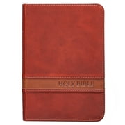 KJV Holy Bible, Compact Large Print Faux Leather Red Letter Edition - Ribbon Marker, King James Version, Brown Two-tone