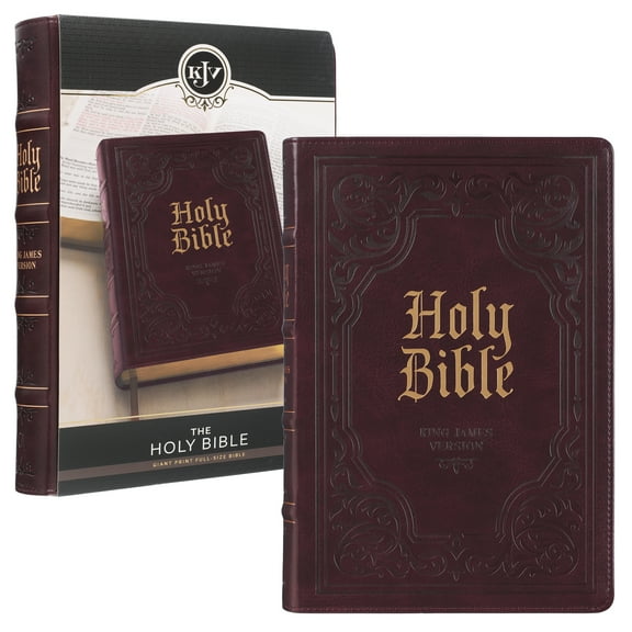 KJV Holy Bible, Giant Print Full-size Faux Leather Red Letter Edition - Thumb Index & Ribbon Marker, King James Version, Dark Brown