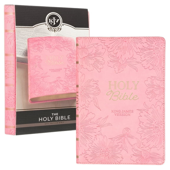 KJV Holy Bible, Gift Edition King James Version, Faux Leather Flexible Cover, Light Pink Floral (Hardcover)