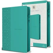 KJV Medium Size Large Print Editions King James Version Kjv Holy Bible Large Print, Handy Size, Aquamarine Premium Imitation Leather Cover with Zipper, Red, Paperback