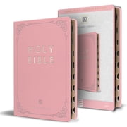 KJV Holy Bible, Large Print Handy Size Format, Pink Premium Imitation Leather with Ribbon Marker, Red Letter, Thumb Inde, Paperback