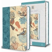 KJV Holy Bible, Large Print Medium Format, Blue with Birds Faux Leather W/ Ribbon Marker, Red Letter, Paperback