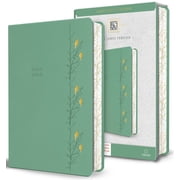 KJV Holy Bible, Large Print Medium Format, Green with Birds Faux Leather W/ Ribbon Marker, Red Letter Paperback
