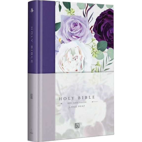 KJV Medium Size Large Print Editions KJV Holy Bible, Large Print Medium Format, Purple Cloth Hardcover with Floral Design, Ribbon Marker, Red Letter, (Hardcover)