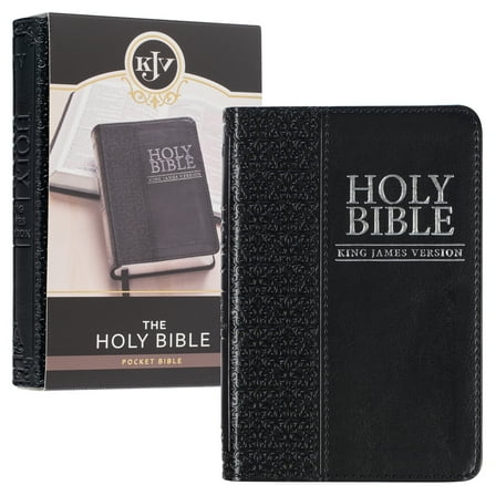 KJV Holy Bible, Mini Pocket Size, Faux Leather Red Letter Edition - Ribbon Marker, King James Version, Black