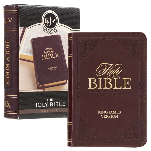 KJV Holy Bible, Mini Pocket Size, Faux Leather Red Letter Edition - Ribbon Marker, King James Version, Burgundy (Hardcover)