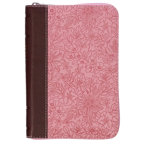 KJV Bible Mini Pocket (Faux Leather, Pink/Saddle Tan W/Zipper), (Hardcover)