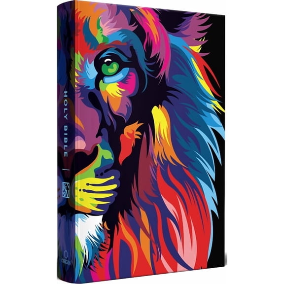 KJV Medium Size Large Print Editions KJV Holy Bible, Multi Color Lion of Judah, Large Print, Handy Size Format, Hardcover, Ribbon Marker, and Red Letter, (Hardcover)