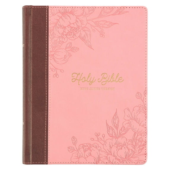 KJV Holy Bible, Note-taking Bible, Faux Leather Hardcover - King James Version, Brown/Pink