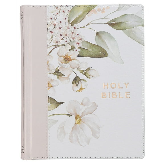 KJV Holy Bible, Note-taking Bible, Faux Leather Hardcover - King James Version, Feather Gray Floral Printed