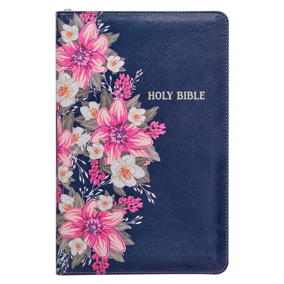 KJV Bible Deluxe Gift (Faux Leather, Blue Floral Printed W/Zipper), (Hardcover)