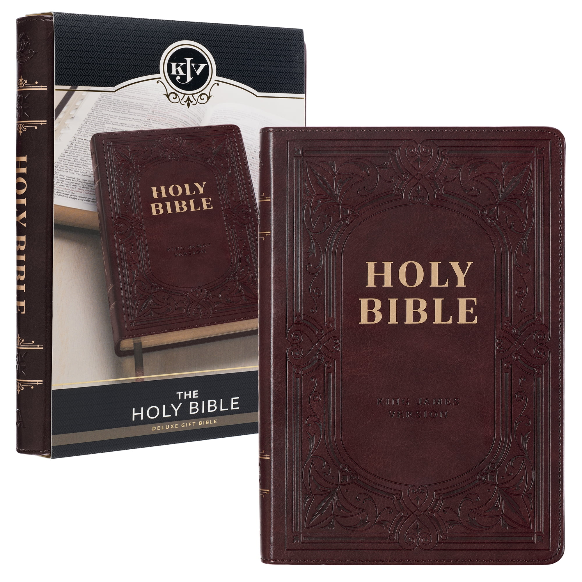 KJV Genuine Cowhide Leather Bible – Thumb Indexed – Burgundy – Deluxe Edition (New In Box)