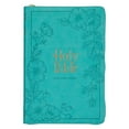 thumbnail image 1 of KJV Holy Bible, Thinline Large Print Faux Leather Red Letter Edition - Thumb Index & Ribbon Marker, King James Version, Teal, Zipper Closure (Hardcover), 1 of 6