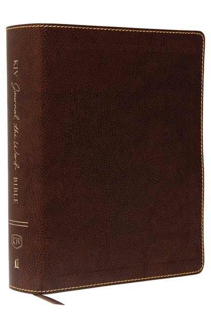 KJV, Journal the Word Bible, Large Print, Bonded Leather, Brown, Red Letter Edition: Reflect, Journal, or Create Art Nex, (Hardcover)