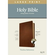 KJV Large Print Thinline Reference Bible, Filament Enabled Edition Red Letter, Genuine Leather, Brown, Indexed, Hardcover