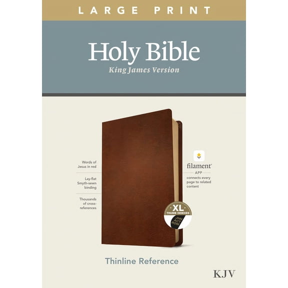 KJV Large Print Thinline Reference Bible, Filament Enabled Edition (Red Letter, Genuine Leather, Brown, Indexed), (Hardcover)