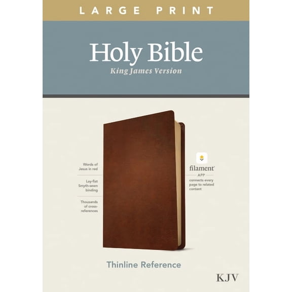 KJV Large Print Thinline Reference Bible, Filament-Enabled Edition (Genuine Leather, Brown, Red Letter) (Hardcover)