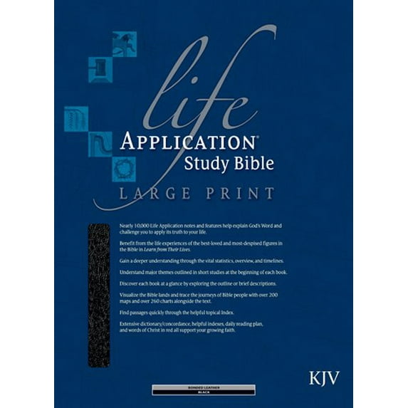 Pre-Owned KJV Life Application Study Bible, Second Edition, Large Print (Red Letter, Bonded Leather, Black, Indexed), 9780842368872, 0842368876, Paperback,