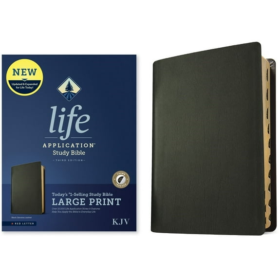 KJV Life Application Study Bible/Large Print (Third Edition)-Black Genuine Leather Indexed
