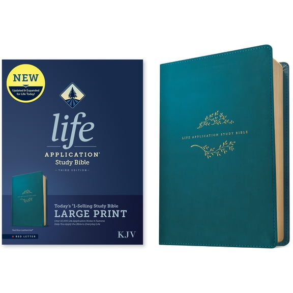 KJV Life Application Study Bible, Third Edition, Large Print (LeatherLike, Teal Blue, Red Letter) (Hardcover)