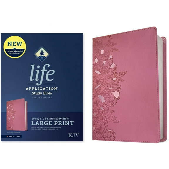 KJV Life Application Study Bible, Third Edition, Large Print (LeatherLike, Peony Pink, Red Letter) (Hardcover)