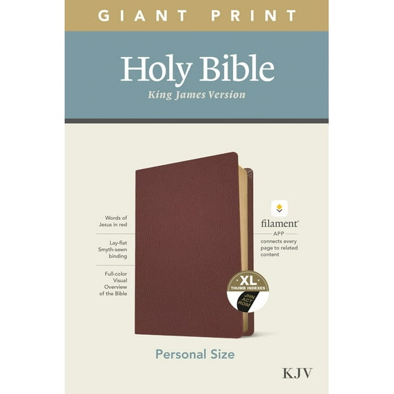 KJV Personal Size Giant Print Bible/Filament Enabled-Burgundy Genuine Leather Indexed