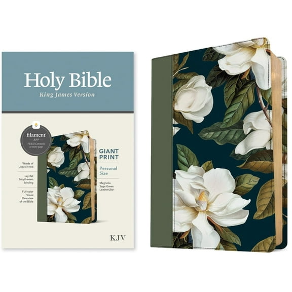 KJV Personal Size Giant Print Bible, Filament Enabled (Leatherlike, Magnolia Sage Green, Red Letter), (Hardcover)