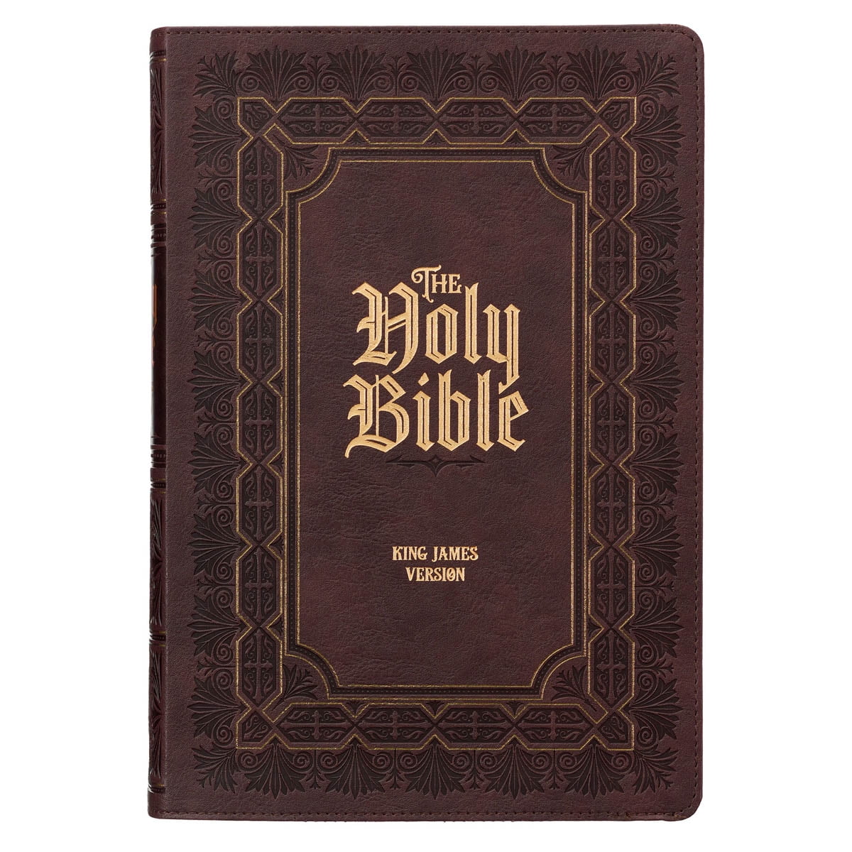 KJV Study Bible, Large Print King James Version Holy Bible, Thumb Tabs, Ribbons, Faux Leather Dark Brown Debossed (Hardcover)