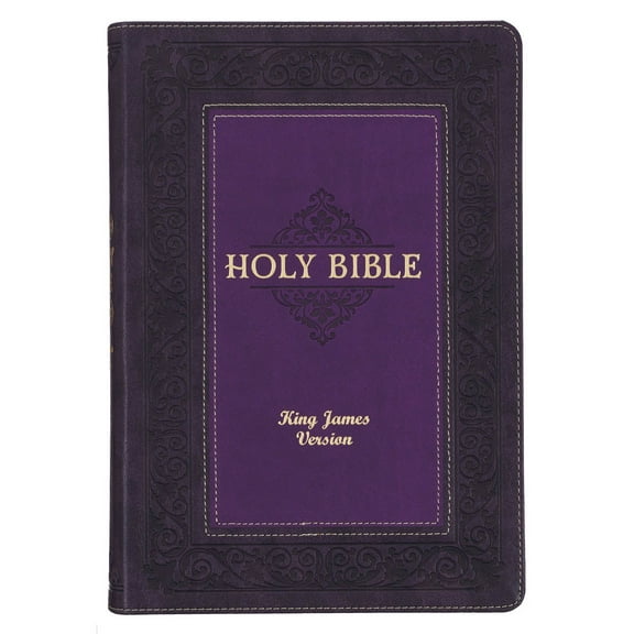 KJV Study Bible, Large Print King James Version Holy Bible, Thumb Tabs, Ribbons, Faux Leather Purple Two-Tone Debossed (Hardcover)