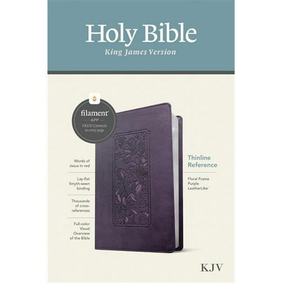 KJV Thinline Reference Filament Enabled Edition Bible, Floral Frame Purple Leather