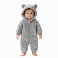 thumbnail image 1 of KJameas Baby Boys Girls Jumpsuit Fuzzy Fleece Bear Hooded Zip Up Footed, 1 of 5