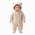 thumbnail image 1 of KJameas Baby Boys Girls Jumpsuit Fuzzy Fleece Bear Hooded Zip Up Footed, 1 of 9