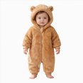 thumbnail image 1 of KJameas Baby Boys Girls Jumpsuit Fuzzy Fleece Bear Hooded Zip Up Footed, 1 of 5