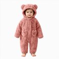 thumbnail image 1 of KJameas Baby Boys Girls Jumpsuit Fuzzy Fleece Heart Pocket Bear Hooded, 1 of 5