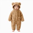 thumbnail image 1 of KJameas Baby Boys Girls Jumpsuit Fuzzy Fleece Heart Pocket Bear Hooded, 1 of 5