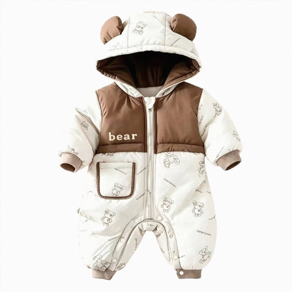 KJameas Baby Boys Girls Jumpsuit Hooded Bear Applique Warm