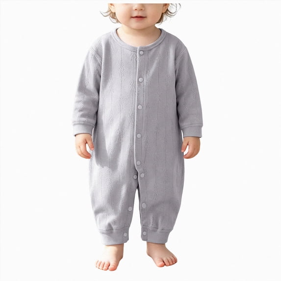 KJameas Baby Boys Girls Romper Basic Solid Color Snap Button Ribbed Knit