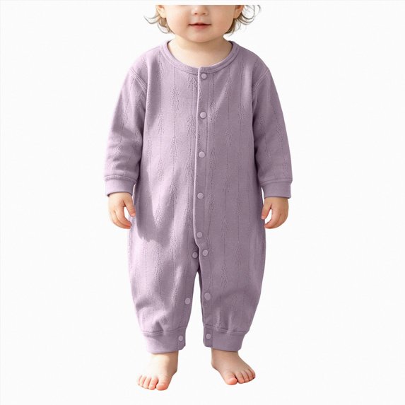KJameas Baby Boys Girls Romper Basic Solid Color Snap Button Ribbed Knit
