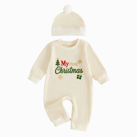 KJameas Baby Boys Girls Romper My First Christmas Text Ribbed