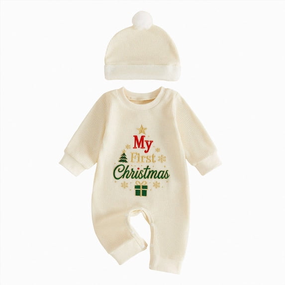 KJameas Baby Boys Girls Romper My First Christmas Text Ribbed