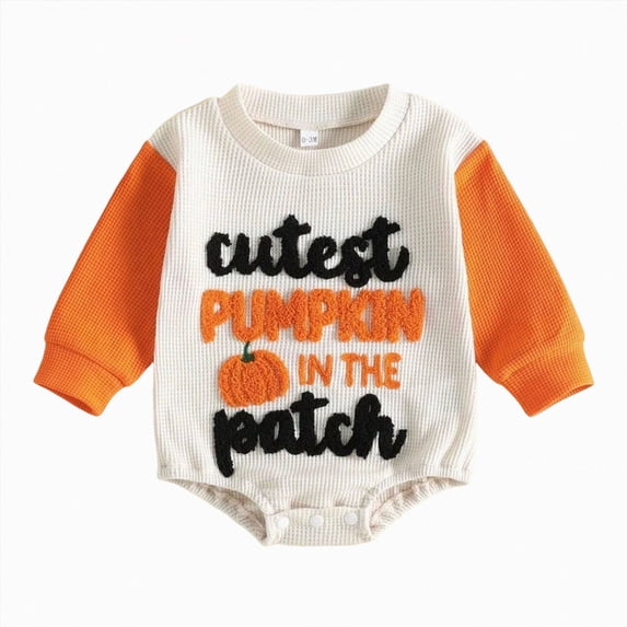 KJameas Baby Boys Girls Romper Pumpkin Graphic Raglan Sleeve