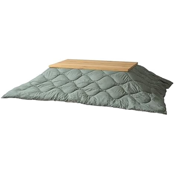 KK-168A Kotatsu Futon Water Repellent Polyester Lightweight Rectangle Shape W90 x D75 Inches Reversible 2 Colors Light Green and Beige with Carry Bag, This Order Comes only Futon Comforter