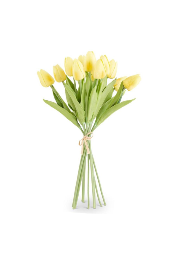 13" Real Touch Light Yellow Tulips Spring Flowers for Easter - 12 Stem Bundles