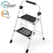 Kingrack 2 Step Ladder, Folding Step Stools for Adults , Anti-Slip Wide Pedal, 330lb for Home & Workplace